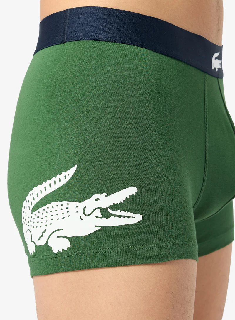LACOSTE  3-Pack Printed Stretch Cotton Trunks for Men | Best Price UAE